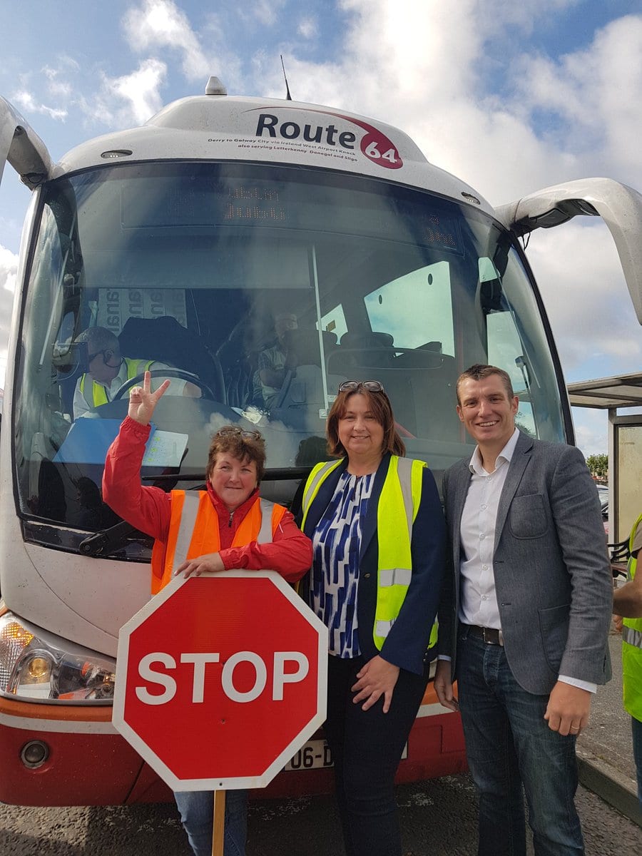 Protestors block buses in Kilrickle to save local stops Protestors block buses in Kilrickle to save local stops